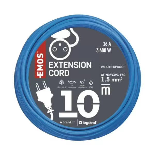 Kabel prodlužovací odolný 10m EMOS P01410W PVC 230V, modrý 1,5mm2