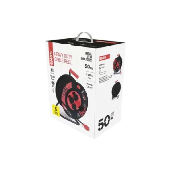 Prodlužovák bubnový 50m 230V IP44 2,5mm Guma EMOS P084503