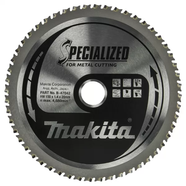 Kotouč pilový na kov 150x1,4x20mm 52Z Makita Specialized