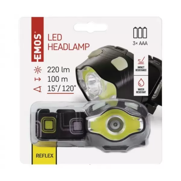 Čelovka EMOS P3536, 500 lm, 3xAAA, LED, 120m