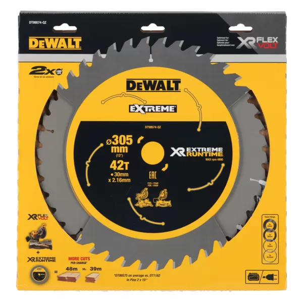Kotouč pilový na dřevo 305x30 DeWalt DT99574, RXTREME RUNTIME, 42Z