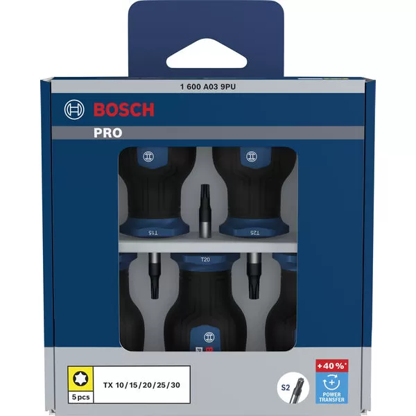 Sada krátkých šroubováků Torx, 5 ks Bosch PRO