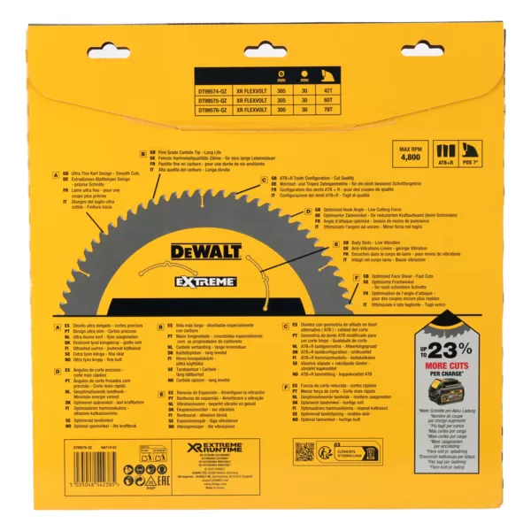 Kotouč pilový na dřevo 305x30 DeWalt DT99574, RXTREME RUNTIME, 42Z