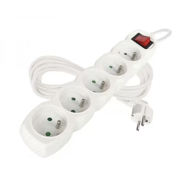 Kabel prodlužovací 5 zásuvky 2m EMOS P1512 s vypánačem PVC, 230V 1 mm2