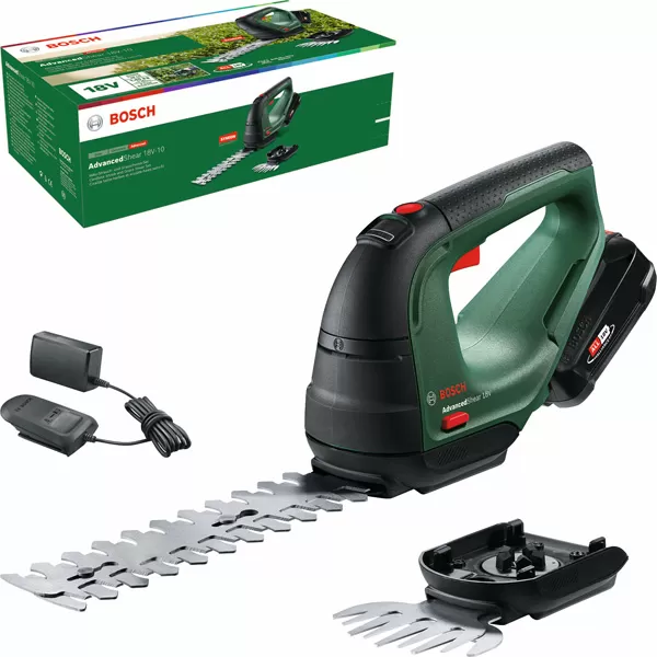 Aku nůžky na trávu a keře Bosch AdvancedShear 18V-10, 1 x aku 18V/2.0Ah