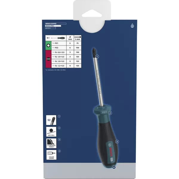 Sada šroubováků PZ/SL, 6 ks Bosch PRO