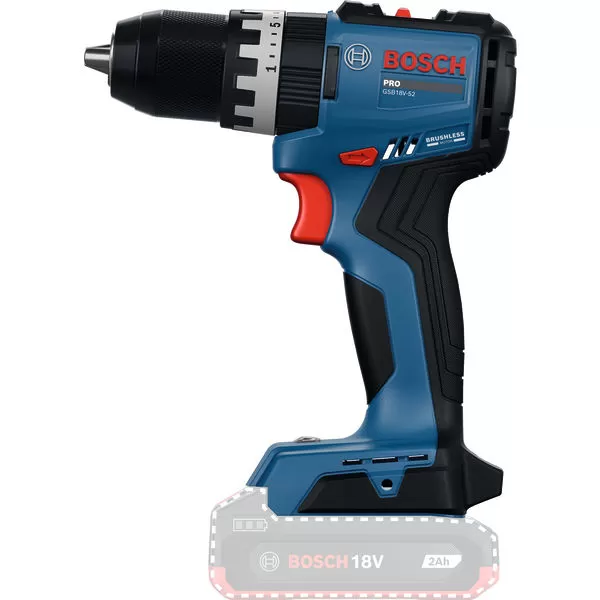 Aku vrtačka s příklepem Bosch GSB 18V-52 Professional, 2x2,0Ah, L-Case 136 06019S0123