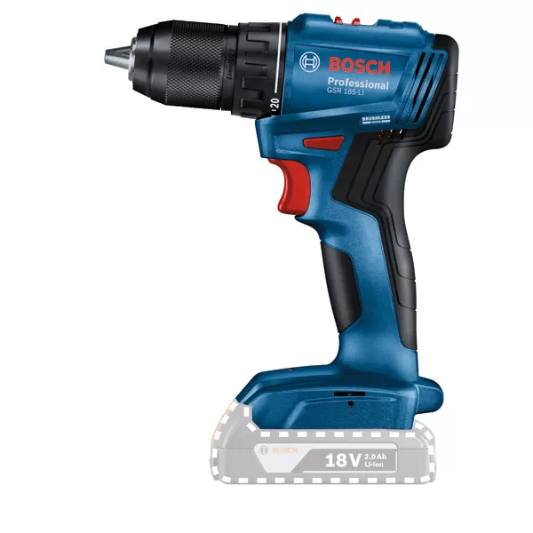 Aku vrtačka Bosch GSR 185-LI Professional solo, kufr