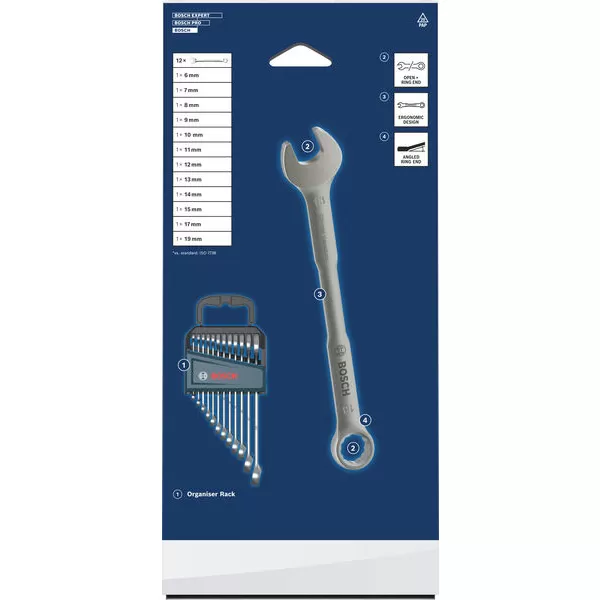 Sada očkoplochých klíčů 6–19 mm, 12 ks Bosch Line