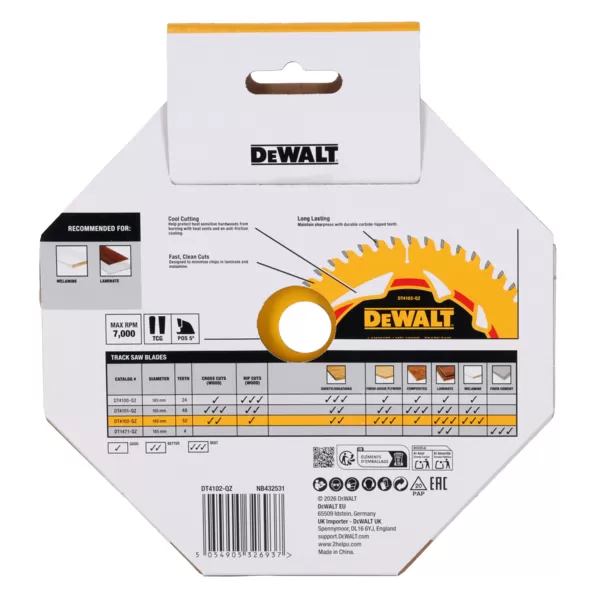 Kotouč pilový 165x20 54z DeWALT DT4102 laminát/melamin