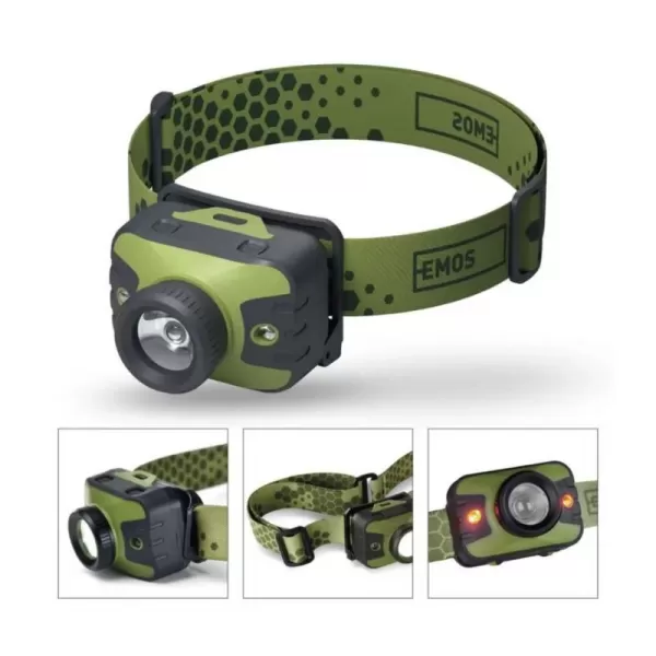 Čelovka EMOS P3539, 330 lm, 3xAAA, LED, 200m