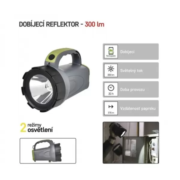 Nabíjecí svítilna EMOS P2311, 300 lm, 2400 mAh, LED
