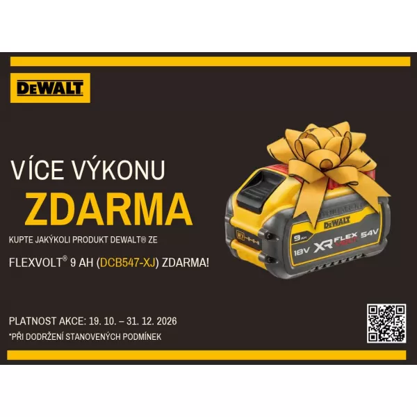 Získejte akumulátor DEWALT zdarma k nákupu vybraných strojů po REGISTRACI, SAMOSTATNĚ NEPRODEJNÉ