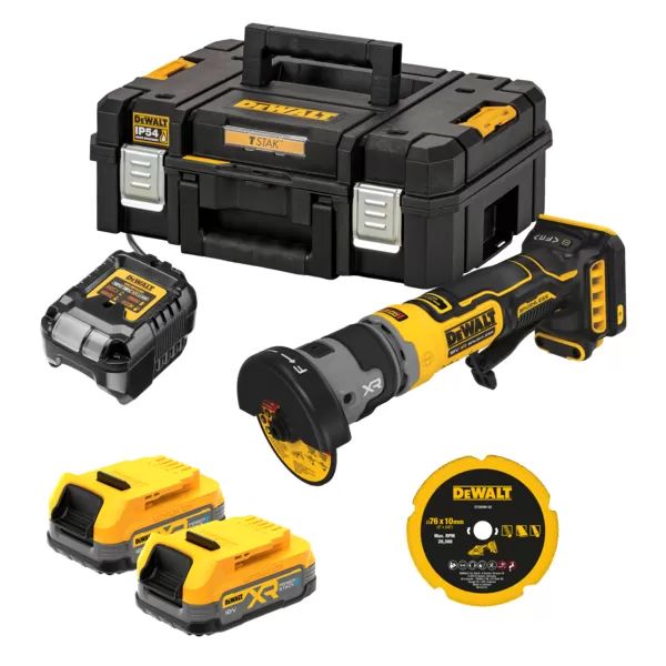 Aku přímá řezačka Dewalt DCG430E2T, 2x1,7Ah