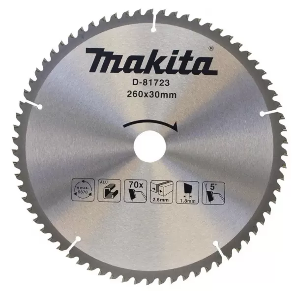 Kotouč pilový 260x30x70T TCT Makita  na hliník old=D-73003
