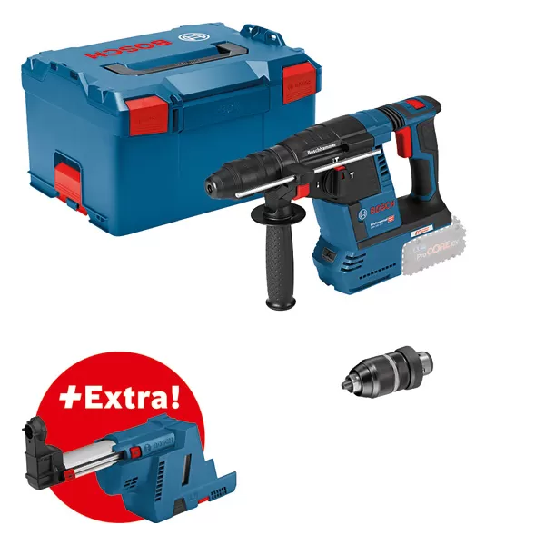 Sada aku nářadí Bosch GBH 18V-26 F + GDE 18V-16, 2 x ProCORE18V 5.5Ah, GAL 1880, L-BOXX)