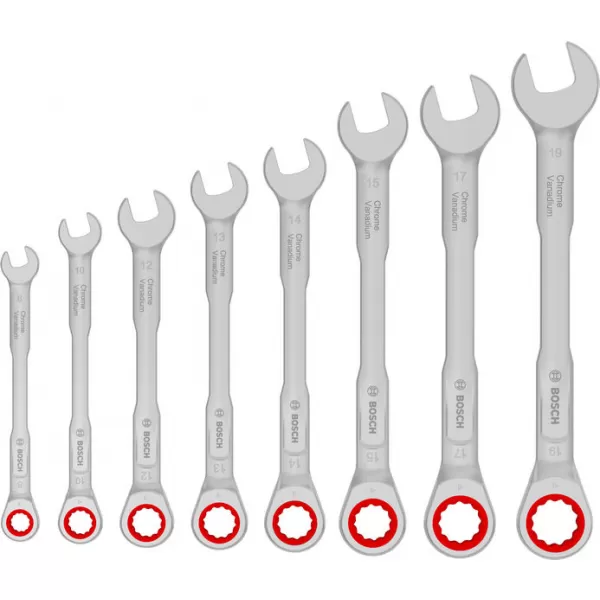 Sada ráčnových očkoplochých klíčů 8–19 mm, 8 ks Bosch Line