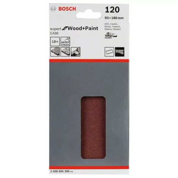 Brusné papíry pro vibrační brusky, 8 otvorů Bosch /bal.10ks/, Expert for Wood