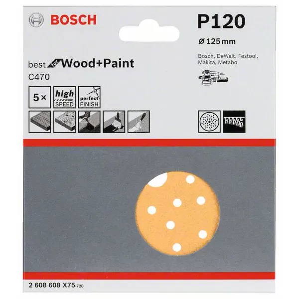 Brusné papíry C470 pro excentrické brusky Bosch /bal.5ks/, Best for Wood
