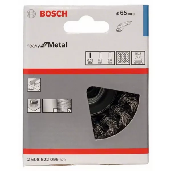 Kartáč hrncový copánkový 75mm, 0,5 mm, M14, Bosch 1608622029