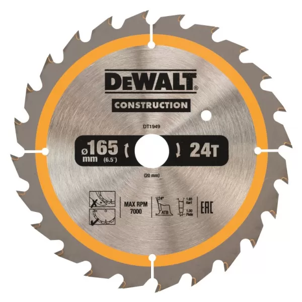 Pilový kotouč DeWALT CONSTRUCTION 165x20 mm