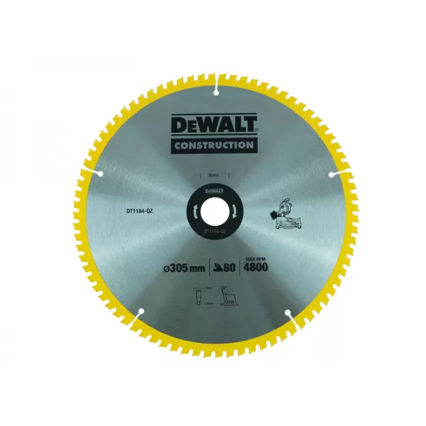 Kotouč pilový 305x30 mm DeWalt DT1184, 80 zubů, ATB 7°