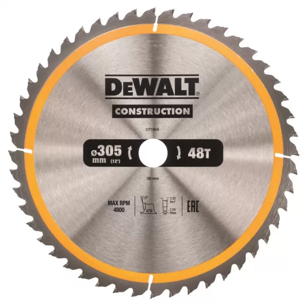 Kotouč pilový 305x30 mm DeWalt DT1959, 48 zubů, ATB 10°, univerz