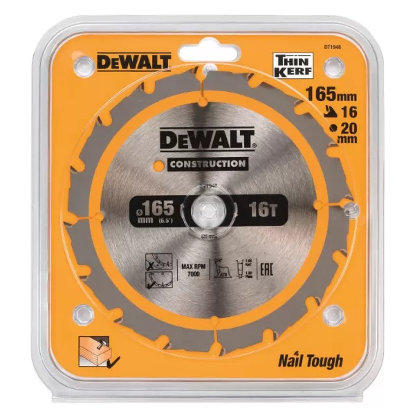 Pilový kotouč DeWALT CONSTRUCTION 165x20 mm