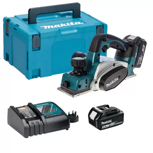 Aku hoblík Makita DKP180RTJ Li-ion, 2 x aku 18V/5,0Ah, Makpac