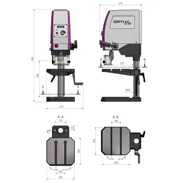 Stolní vrtačka OPTIMUM OPTIdrill DX 15 V