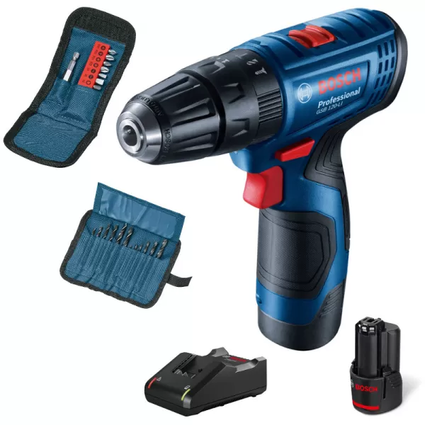 Aku vrtačka s příklepem Bosch GSB 120-LI Professional 12V/2,0 Ah + 23ks příslušenství 06019G8102