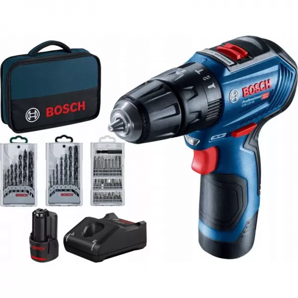Aku vrtačka s příklepem Bosch GSB 12V-30 + 2x2,0Ah+case 06019G9101