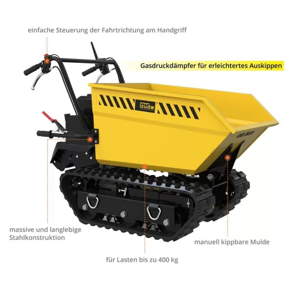 Pásový dopravník Güde MINI DUMPER GRD 400/R