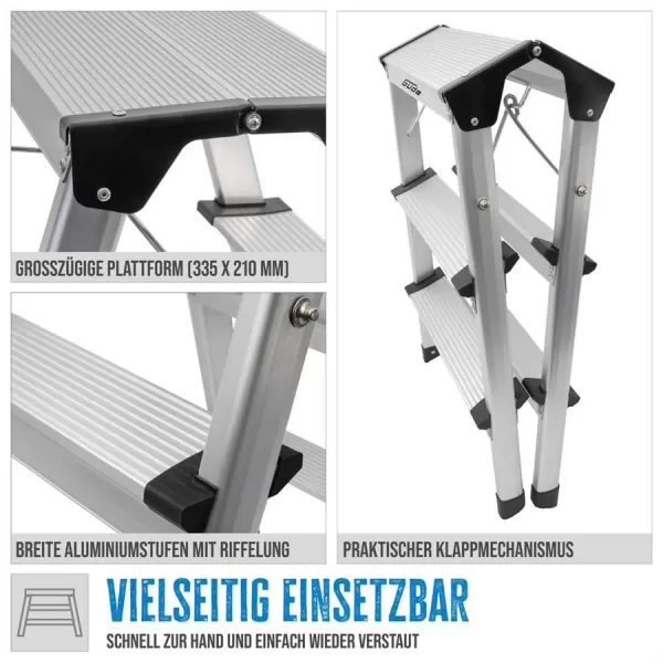 Schůdky oboustranné hliníkové 2+1 Güde