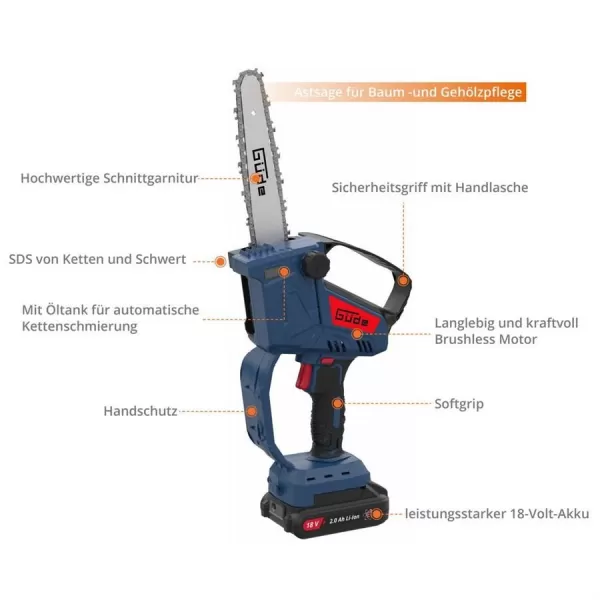 Aku řetězová pila Güde GMK 18-201-05