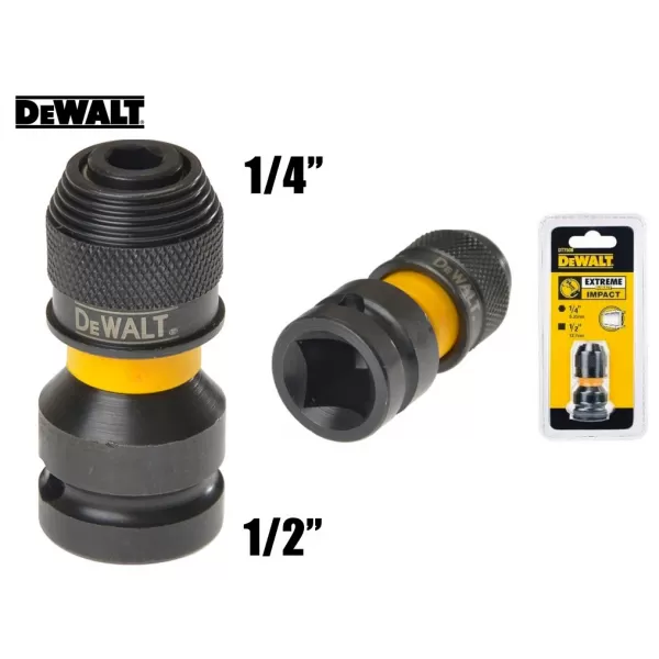 DeWalt adaptér ze čtyhranu 1/2" na šestihran 1/4" DT7508