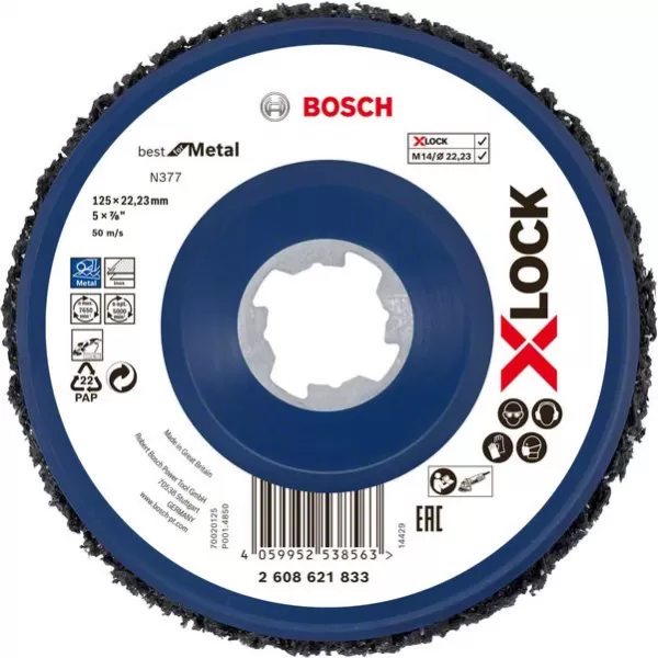 Kotouč leštící Bosch 125mm X-LOCK Cleaning Disc N377 Metal 2608621833