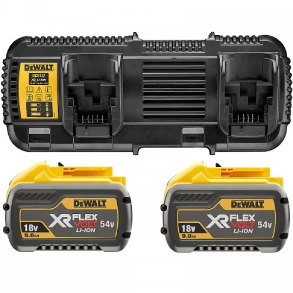 Startovací sada Dewalt, dvojitá nabíječka, 2 x 9,0Ah FLEXVOLT DCB132X2