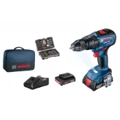 Aku vrtačka Bosch GSR 18V-50 + 43 ks příslušenství + 2x 2,0 Ah 06019H5004