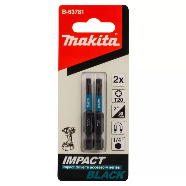 Bit šroubovací torzní Torx T20, 50mm 2ks Imact Black, Makita