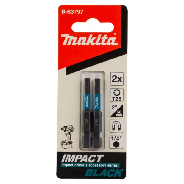 Bit šroubovací torzní Torx T25, 50mm 2ks Imact Black, Makita