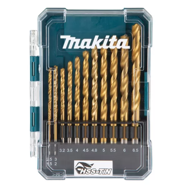 Sada vrtáků do kovu Makita HSS-TiN 1,5-6,5mm (po 0,5), 13ks D-72855