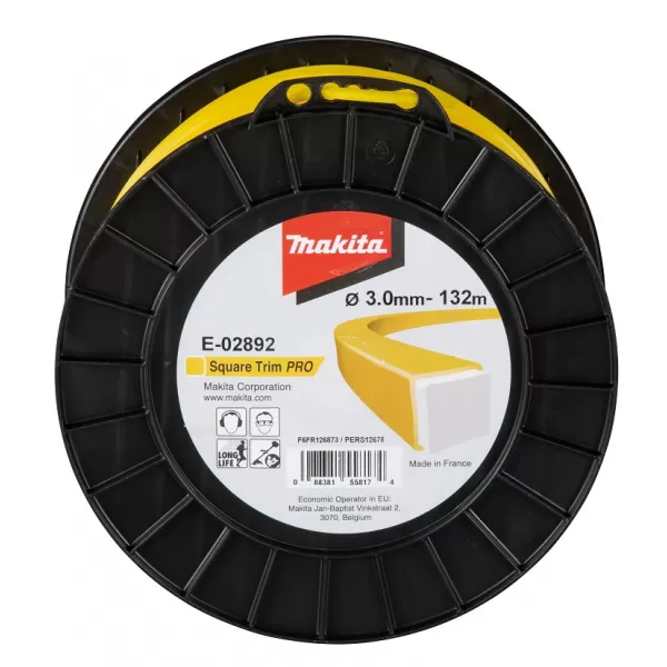 Struna nylonová Pro 3,0mm, 132m, žlutá, hranatá, Makita