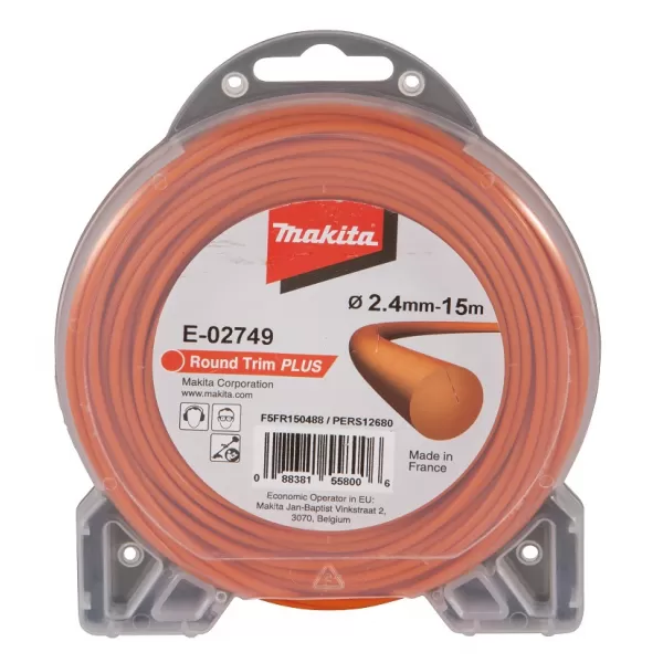 Struna nylonová Plus 2,4mm, 15m, oranžová, kulatá, Makita