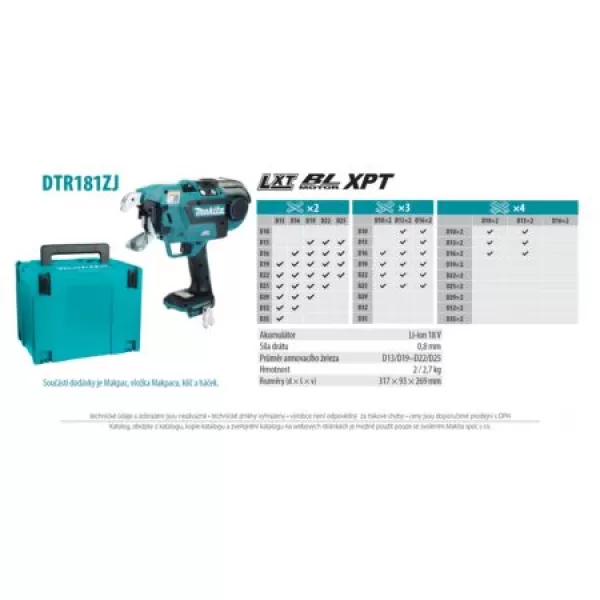 Aku vazač drátu Makita DTR181ZJ Li-ion LXT 18V - solo