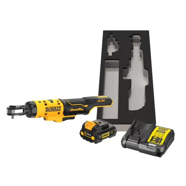 Aku bezuhlíková ráčna Dewalt s otevřenou hlavou 18V - 1/4" DCF504L1G