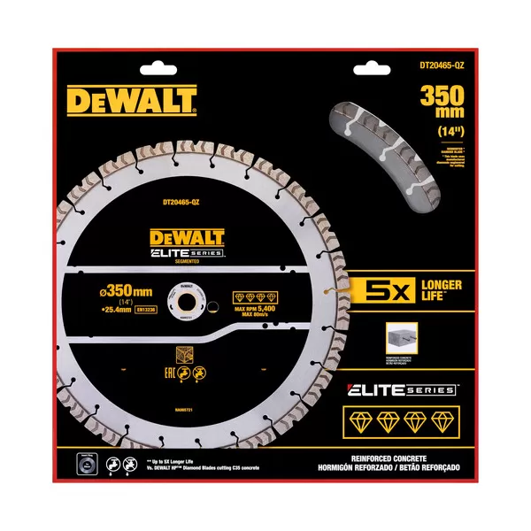 Diamantový kotouč DeWalt ELITE SERIES 350×25,4 mm pro řezání armatury DT20465