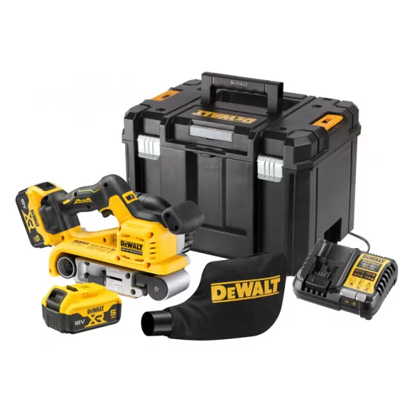 Aku pásová bruska DeWalt DCW220P2 18 V s kufrem a bateriemi