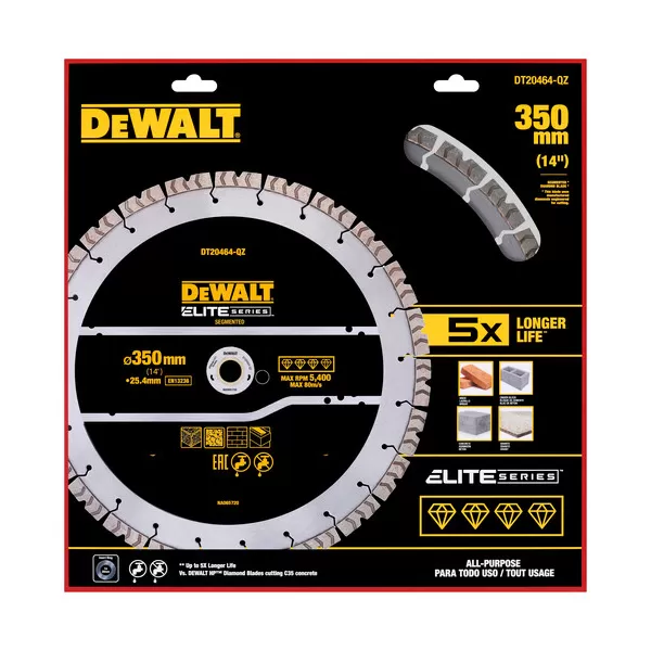 Diamantový kotouč DeWalt ELITE SERIES 350×25,4mm pro řezání betonu DT20464