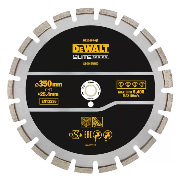 Diamantový kotouč 350×25,4 mm DeWalt ELITE SERIES pro řezání asfaltu DT20467